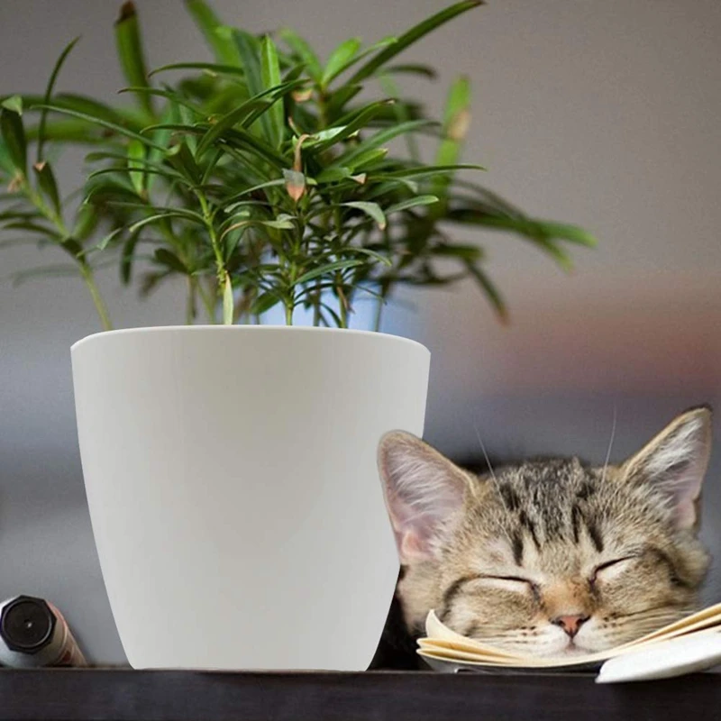 

Automatic Watering Flower Pot, White, Lazy Flower Pot, Hydroponic Plastic Flower Pot, 6 Pieces