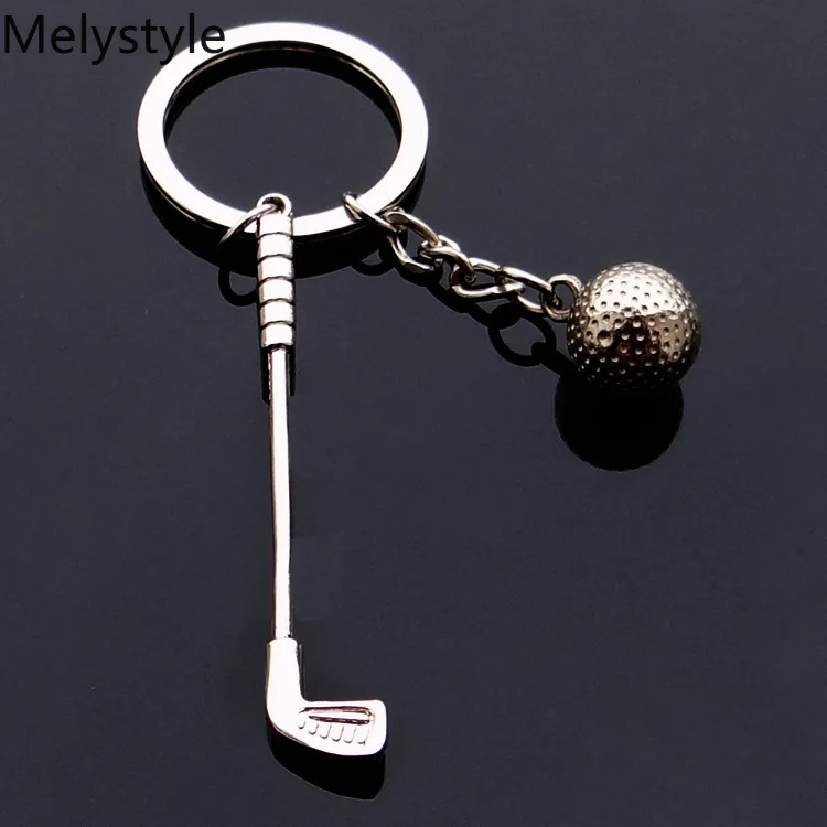 

2020 Mini Golf-Racket Ball Pendant Keychain Key Ring Metal Key Clasps Split Keyring Sports Clubs Gift