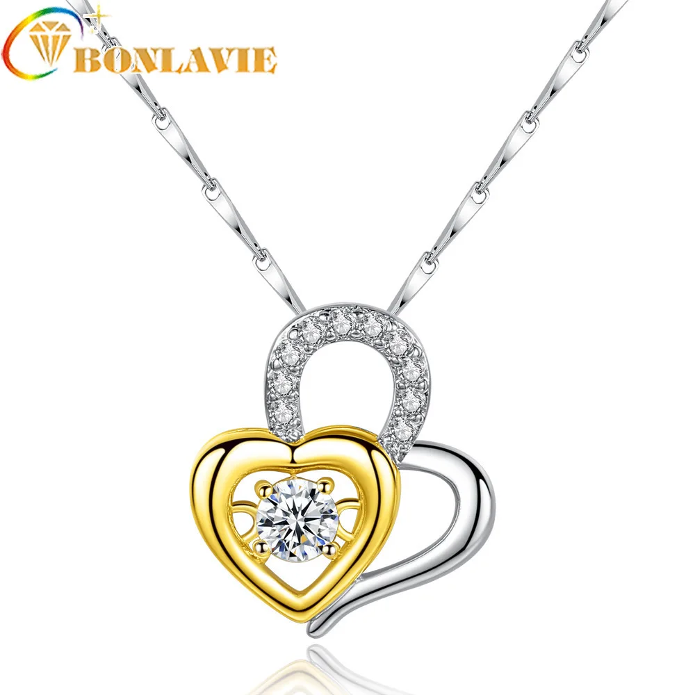 Женское Ожерелье с кулоном Bff двухцветное ожерелье сердечками из циркона подарок