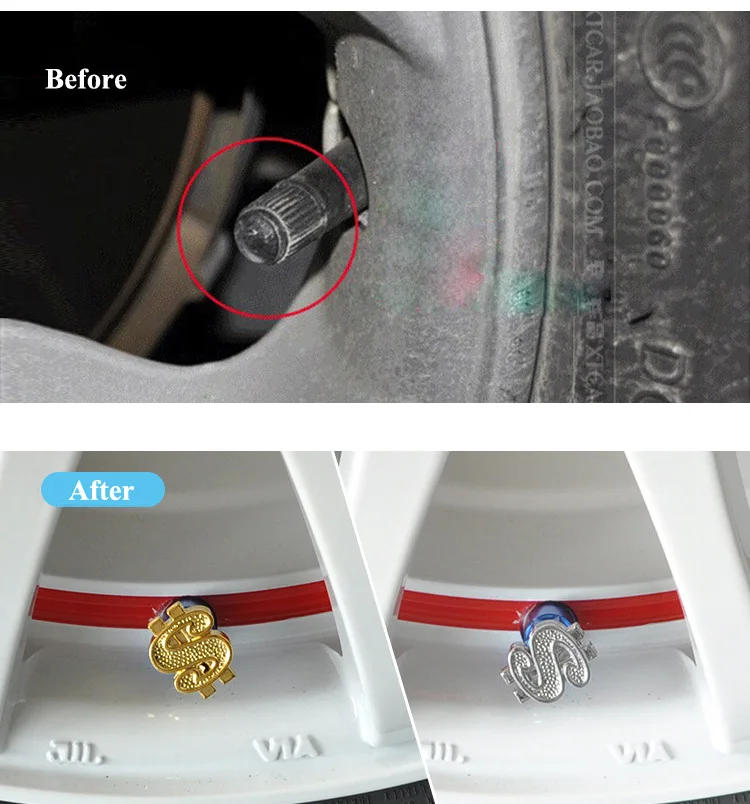 DSYCAR 4 шт./компл. Универсальный Автомобильный мото велосипед символ доллара Колесо