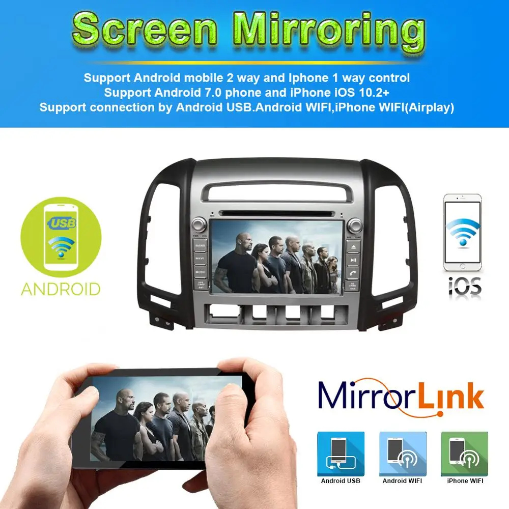 Автомобильный GPS-навигатор Android 10 0 4 Гб + 64 ГБ для HYUNDAI SANTA FE 2006-2012 автомобильное