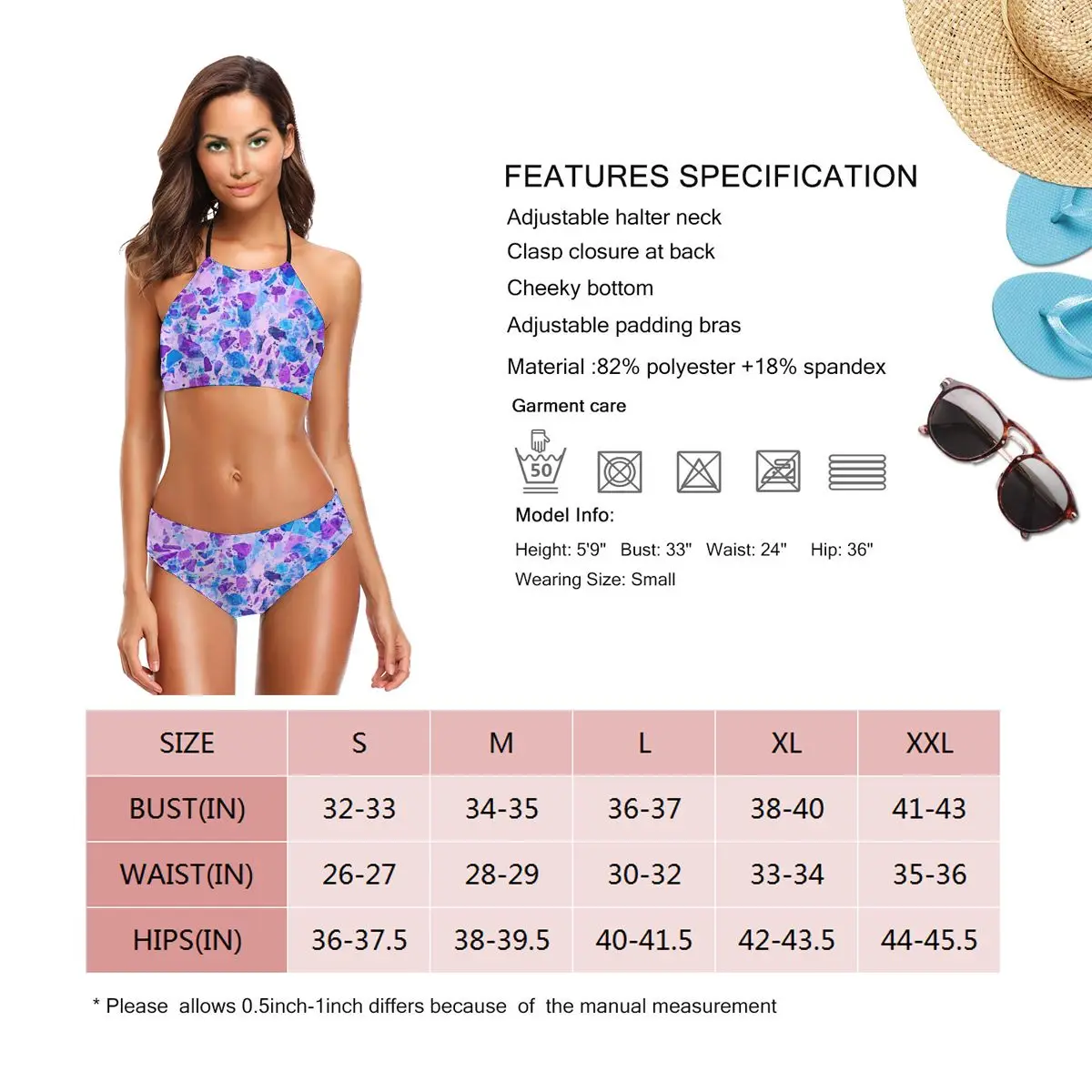 

Bikinis Galactic Ultra Violet Terrazzo sexy 2021 Women Swimsuit Low Waist 2 piece woman set R336 Women Beach wear