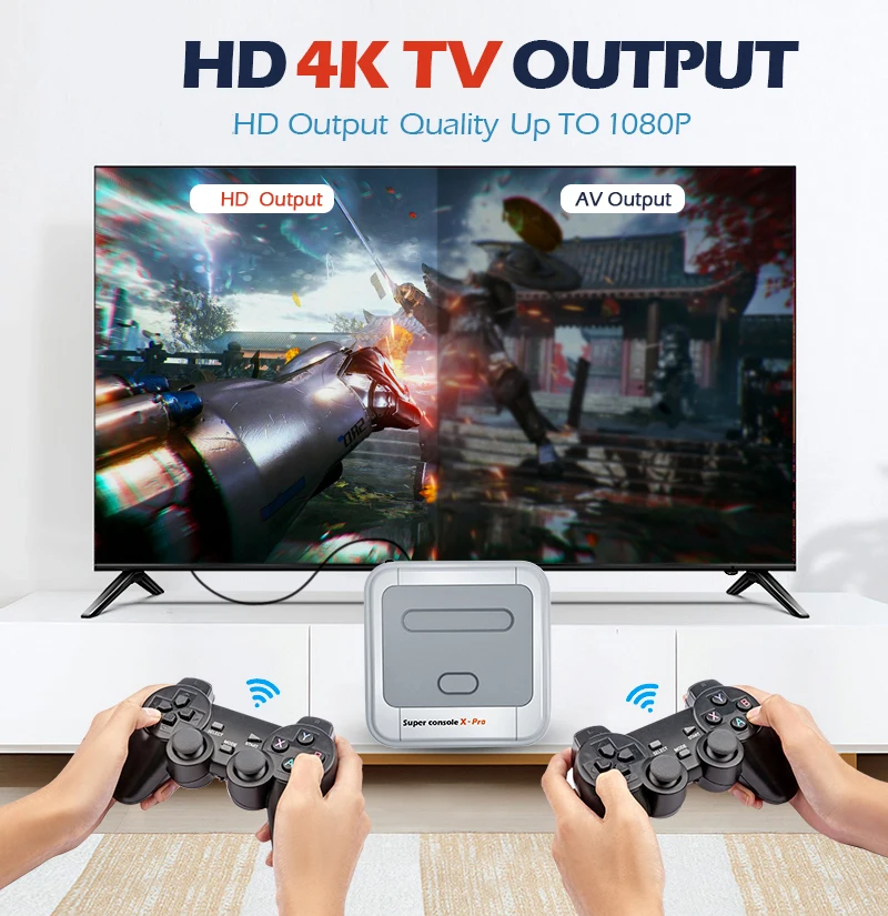 

Super Console X PRO Video Game Console/TV Box With Dual Controllers For PSP/PS1/DC Built-in 50 Emulators 50000 Games