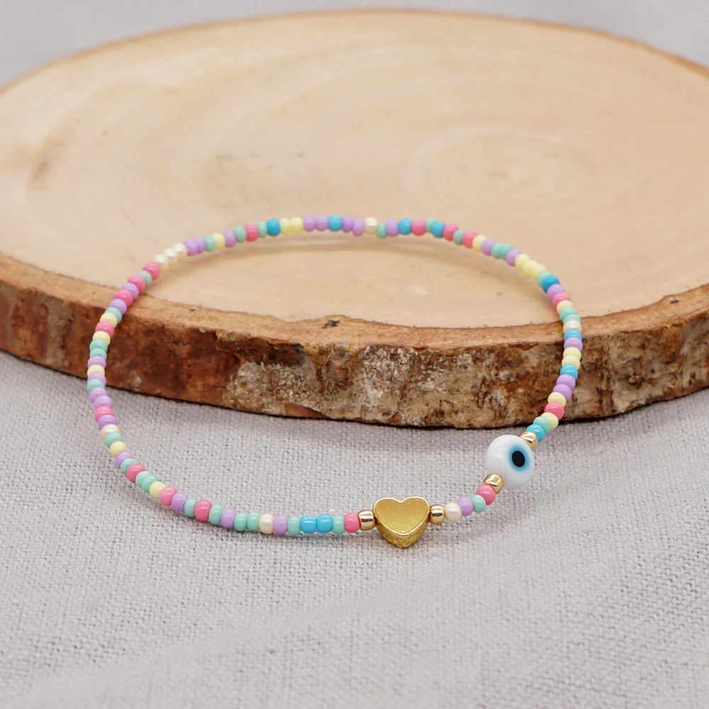 Go2BoHo модные ювелирные изделия Красочные Семена бисера Золотое сердце