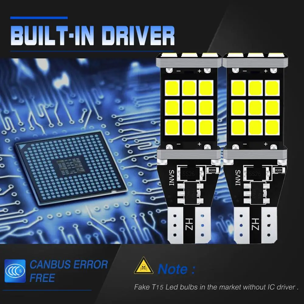 2 шт. Автомобильные светодиодные лампы 12 В постоянного тока T15 W16W 21 SMD