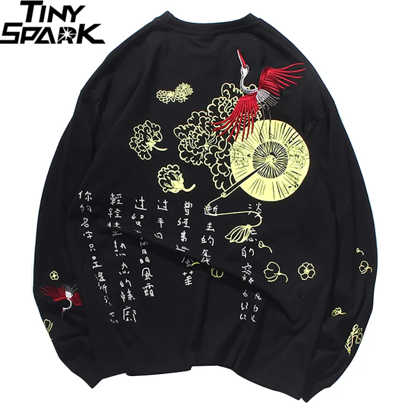 Футболка в стиле хип хоп для мужчин уличная футболка с вышивкой виде журавлей