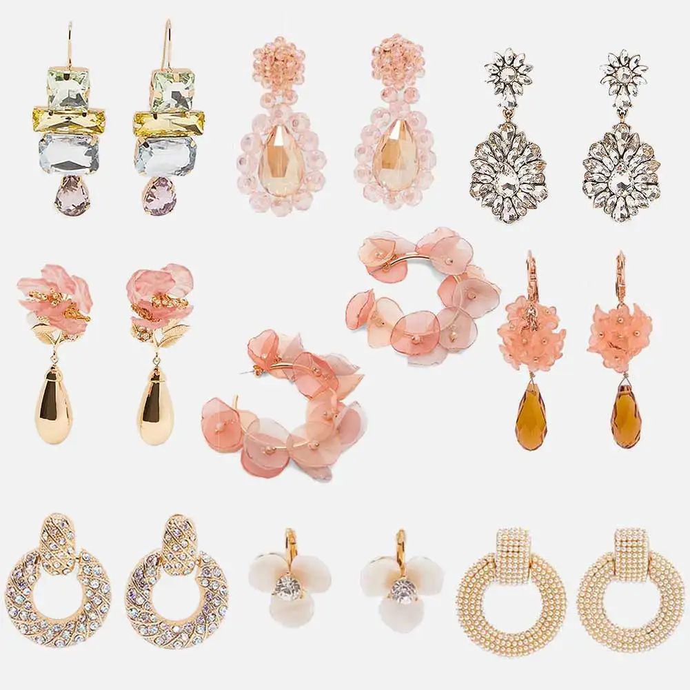 JJFUOCS 2019 Модные Новые висячие серьги в виде цветка для женщин с кристаллами