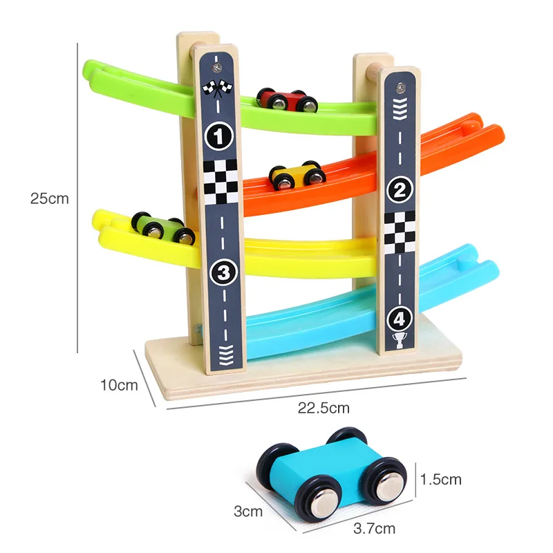 

Wooden Racing Track Cars Ramp Glider Kids Educational Toys For Children Baby Cartoon Ladder Building Blocks Birthday Gift