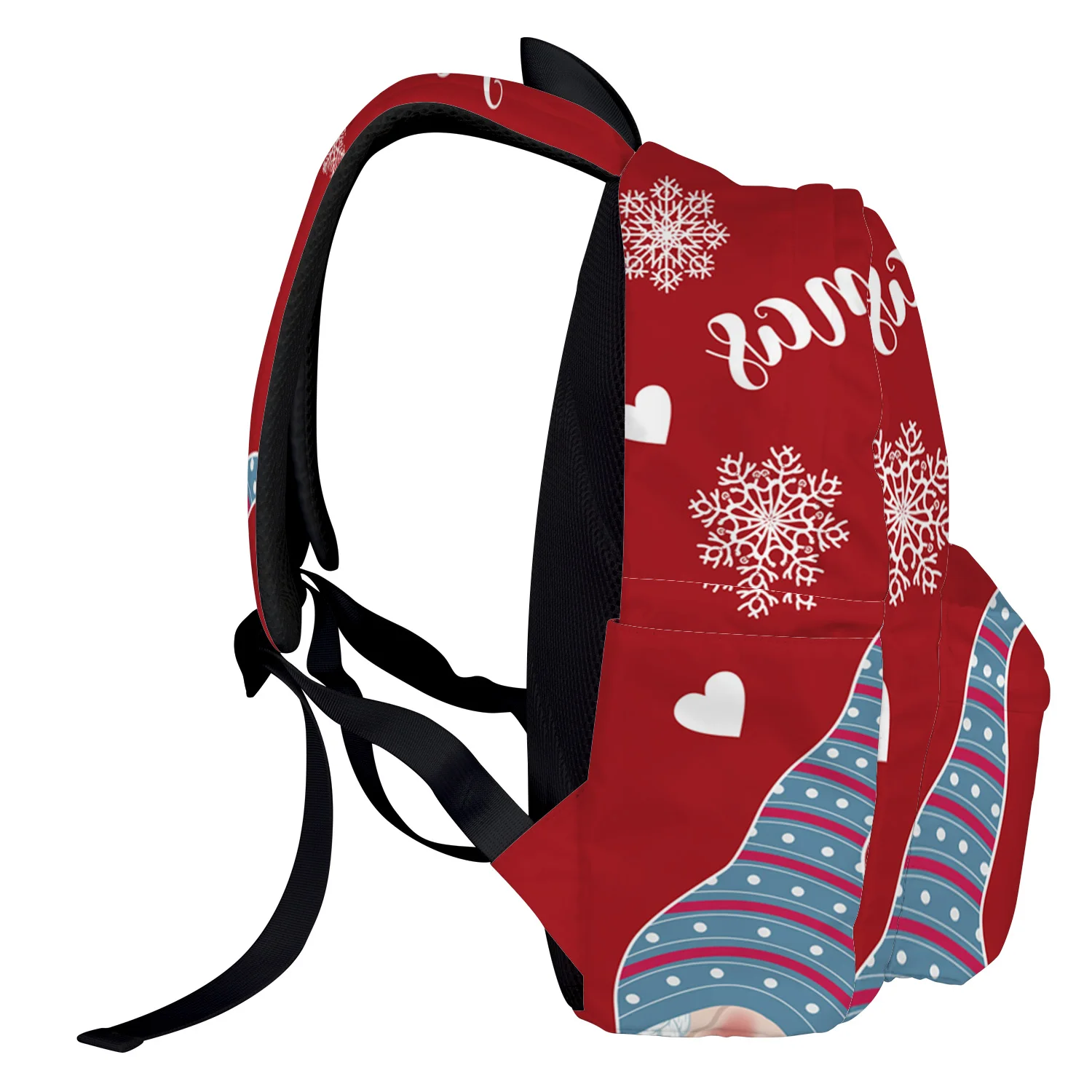 Three Christmas Gnomes Snowflakes Red Backpack For Teenage Travel Bags School Interior Key Chain Holder | Багаж и сумки