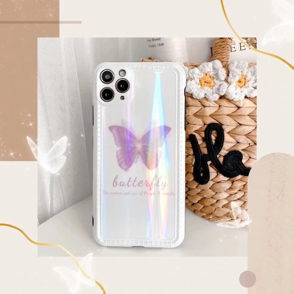 

Purple Butterfly Phone Case for iPhone 11 Pro XS Max XR X 8 7 6S Plus 5S SE 2 2020 SE2 Soft TPU Silicon Case Cover