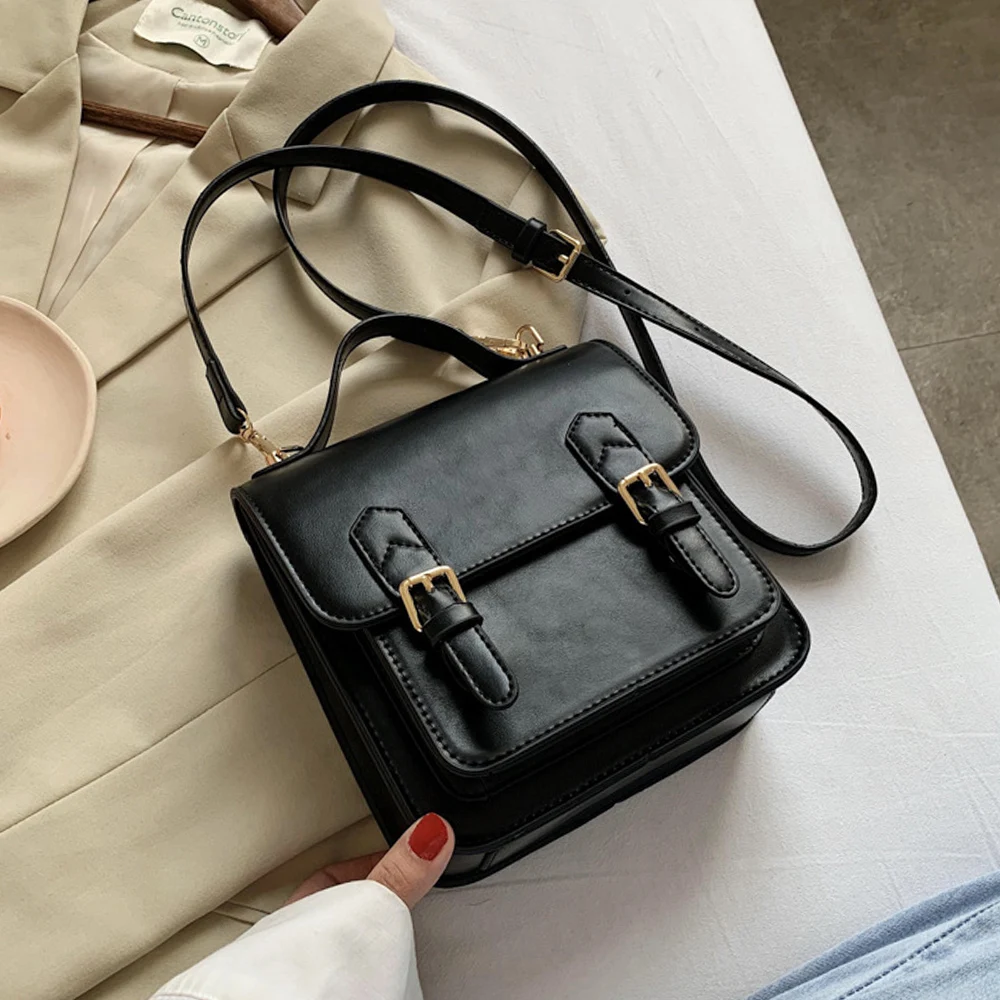 

New Fashion High quality PU Leather Women's Designer Handbag Vintage Bags Ladies Shoulder Messenger Bag Female Mini Packs Black