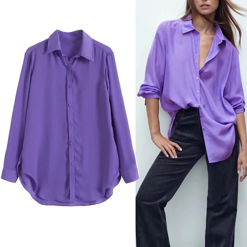Женская рубашка с длинным рукавом пуговицами и воротником-мешочком | одежда