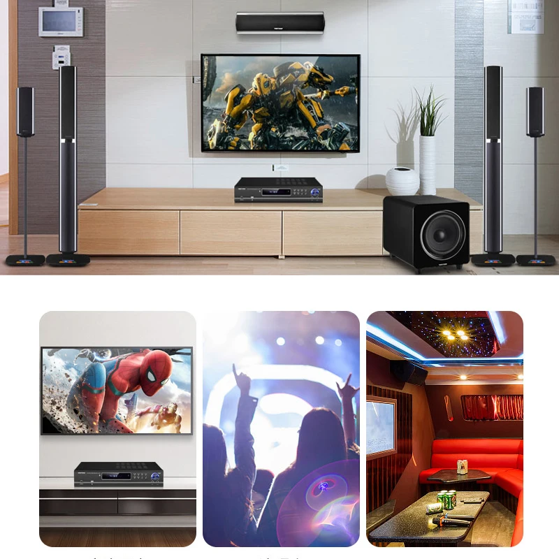 KYYSLB AV-985 650 Вт 220 В 5,1 канал 4,0 Bluetooth усилитель для домашнего кинотеатра аудио высокой мощности Fever Ktv усилитель караоке с USB