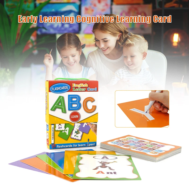 

Letter English Flash Card Handwritten Cognitive Card Early Development Learning Educational Toy For Children Kid LBE