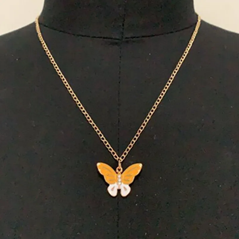 Желтый розовый Бабочка ожерелье для женщин лучший друг колье цепочка изысканные