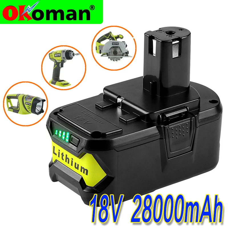 Новый литий ионный аккумулятор высокой емкости 18 в 28000 мАч для Ryobi Hot P108 RB18L40