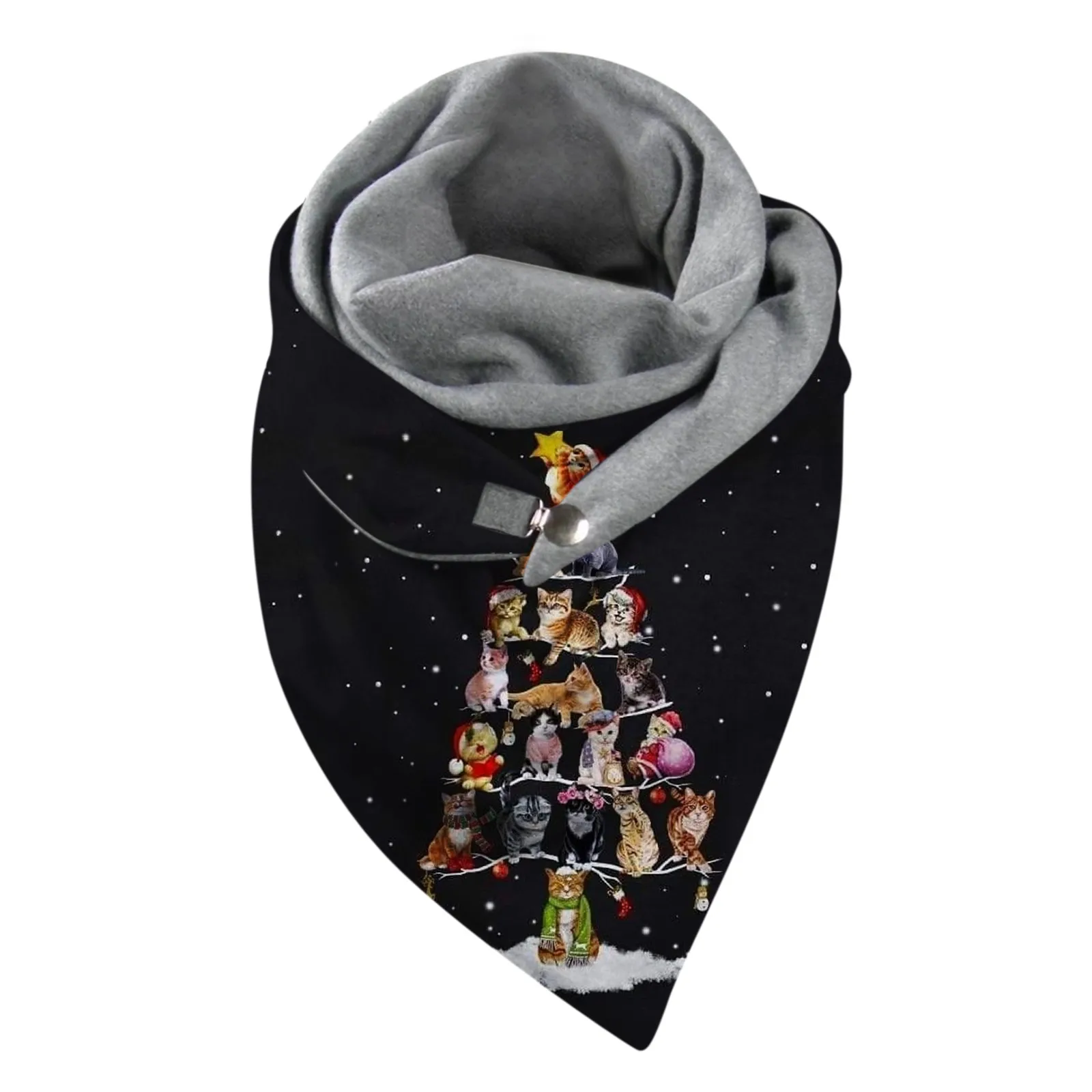 

Женский шарф с принтом кошек, теплый двухслойный мягкий удобный модный винтажный женский шарф с пряжкой на осень и зиму