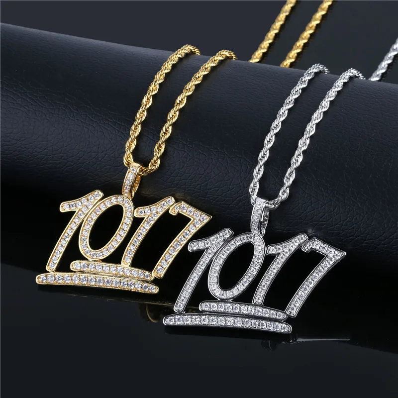 

New Cubic Zircon NO 1017 Pendant Necklace Hip Hop Iced Out Crystal Jewelry For Men Fashion Hiphop Necklace Drop Shipping