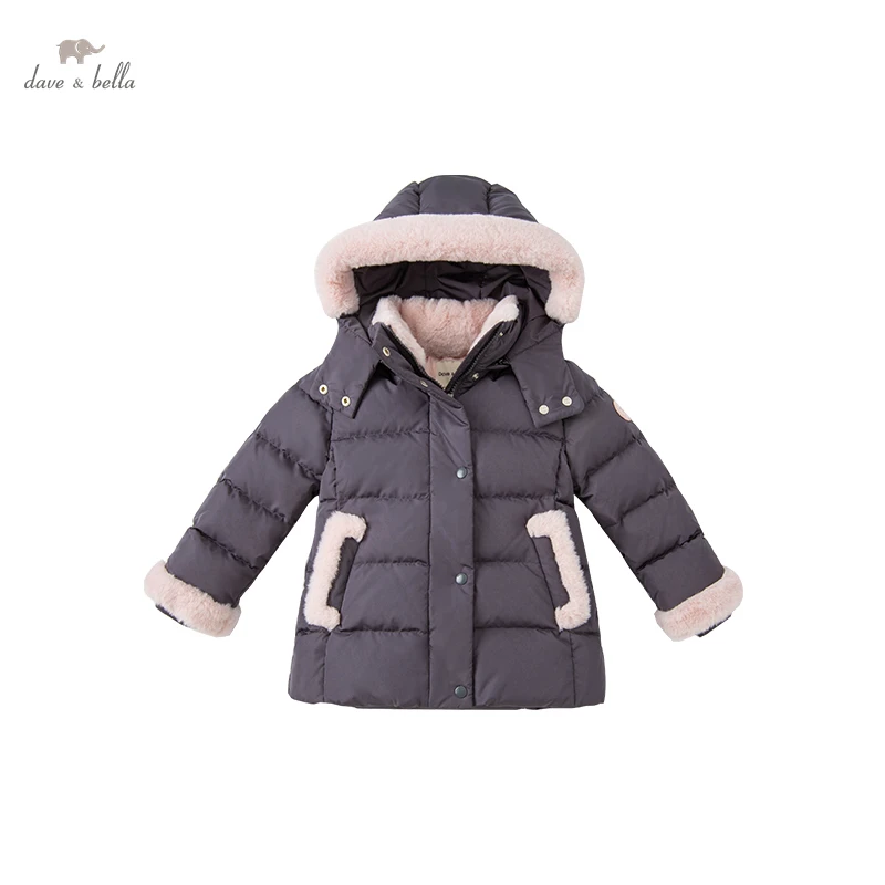 

DKH19346 dave bella winter baby girls 5Y-13Y fashion color hooded down coat children 90% white duck down padded kids jacket
