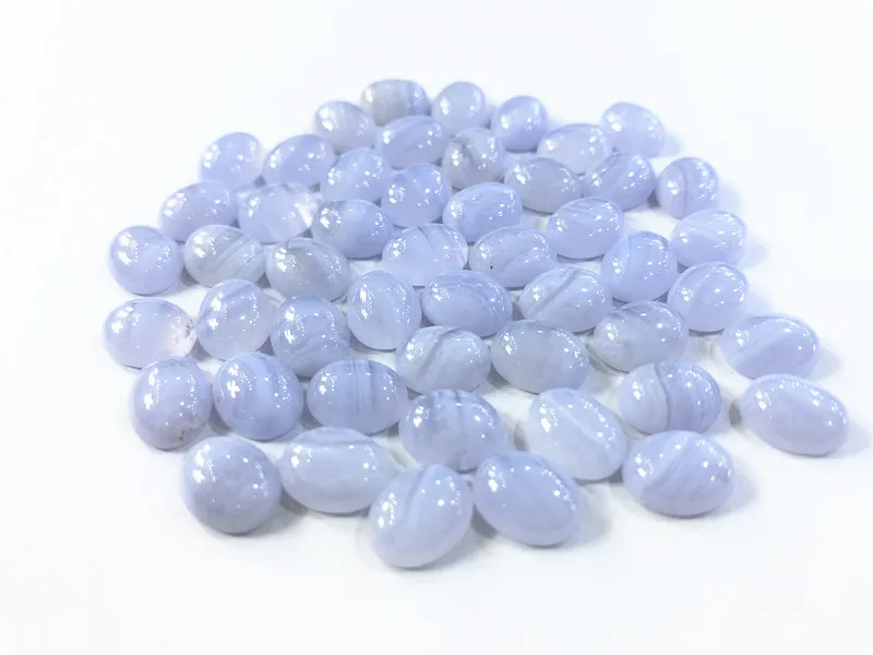 

natural bluelace agate cabochon semi-precious stone CABS 8*10mm oval loose beads gemstone for fashion jewelry making
