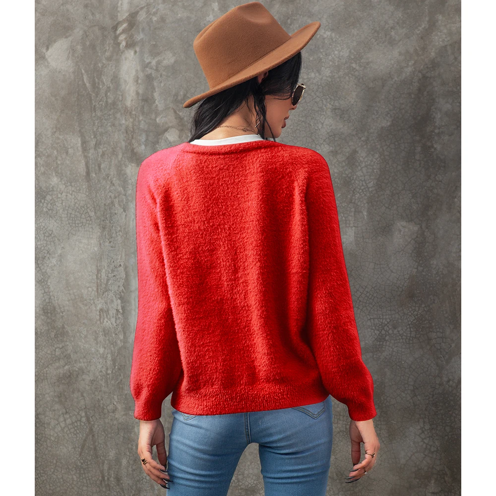 

2020 New Fashion Women's Open Front Cardigan Casual Long Sleeve Solid Color Button Down Loose Coat Sweater