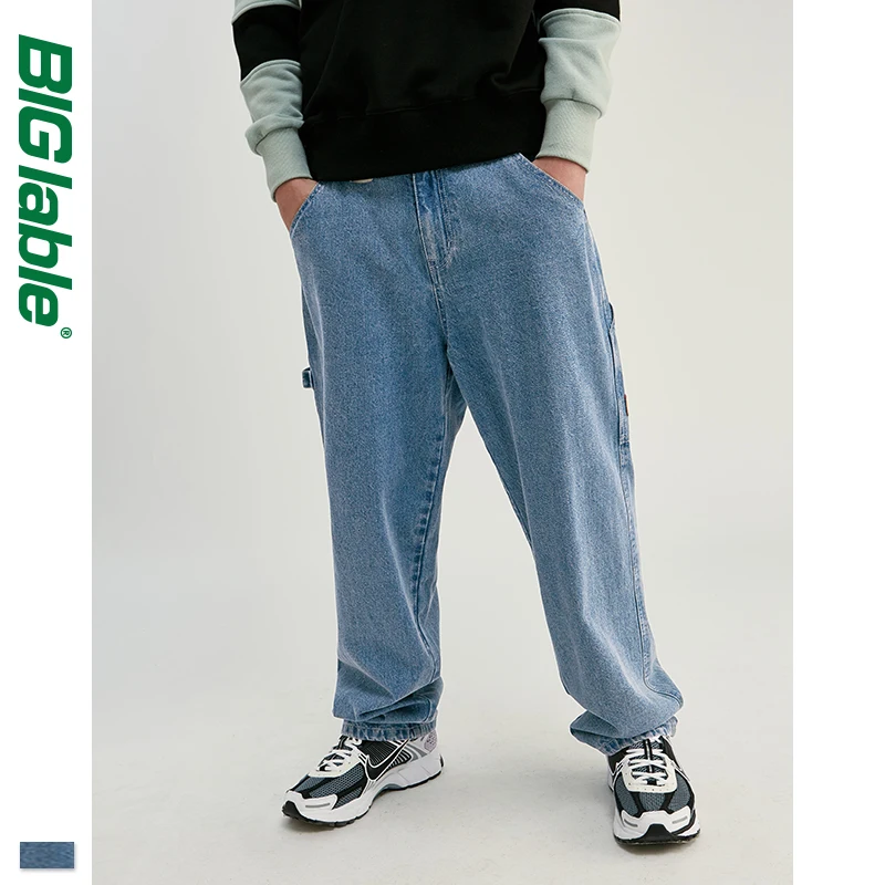 Большие складывающиеся 2019 AW мужские джинсы Модные Modis уличные свободные прямые