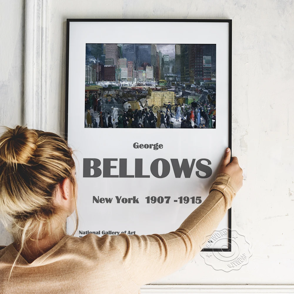 

Bellows National Gallery Exhibition Poster, George Bellows New York Art Print, Bellows Vintage Cityscape Wall Picture Home Decor