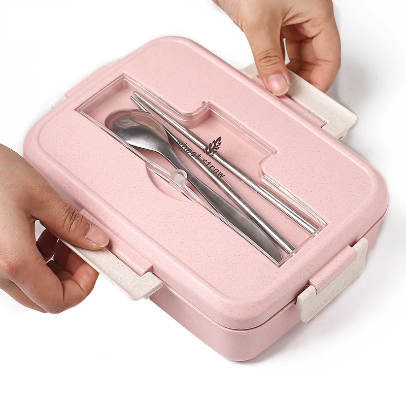 Ланч бокс для микроволновой печи Bento контейнер закусок посуда из пшеничной