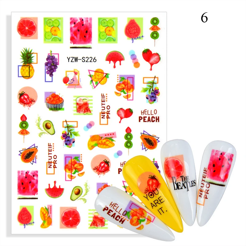 

Наклейка для ногтей с фруктами, банан, лист, цветок, любовь, клей для ногтевого дизайна, женщина, сделай сам, маникюр, искусство, модный дизайн...