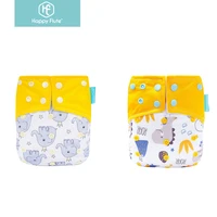 genuine happy flute 2pcs reusable and comfortbale suede cloth pocket baby cloth diaper with two pockets and double snap
