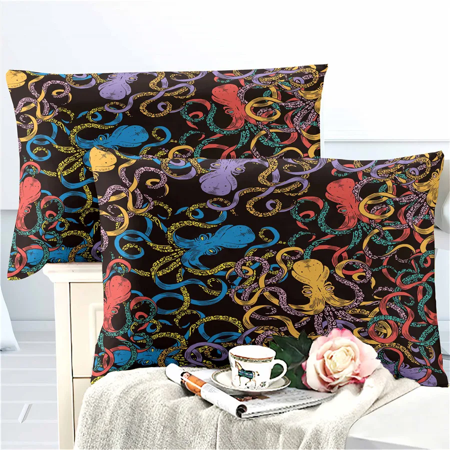 HELENGILI 3D Bedding Set Octopus Print Duvet Cover Lifelike Bedclothes with Pillowcase Bed Home Textiles #ZY-11 | Дом и сад