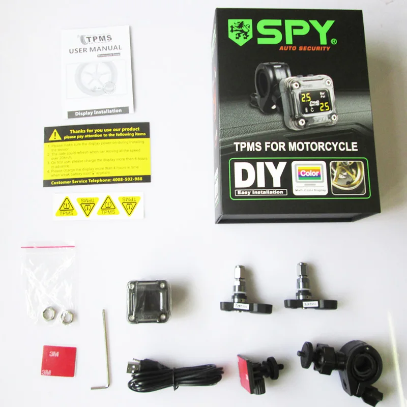 SPY M1 Motorcycle Tire Pressure Monitoring System Waterproof Motorbike TPMS Accessories with 2 Internal Sensors | Автомобили и