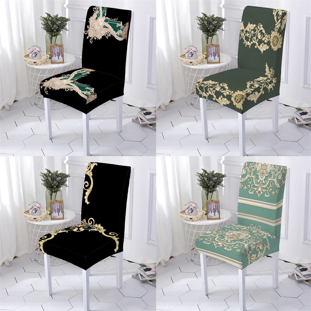 

European Texture Style Gaming Chair Cover Dining Chair Covers With Back Flowers Printing Socks For Anti-Dirty Seat Chairs Cover