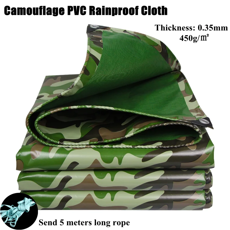 

0.35mm Green Camouflage PVC Coated Tarpaulin Rainproof Cloth Truck Canopy Waterproof Oxford Cloth Shading Sail Outdoor Awning