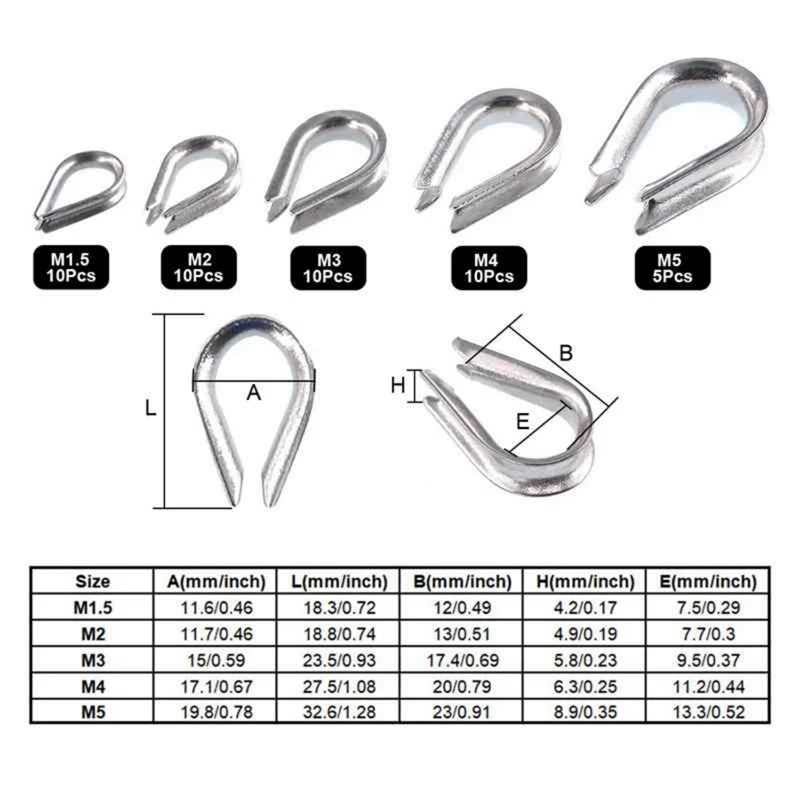 

SHGO HOT-250Pcs Wire Rope Cable Thimbles Combo and Aluminum Crimping Loop Sleeve & 1set Wire Rope Swager Crimpers Fishing Plier