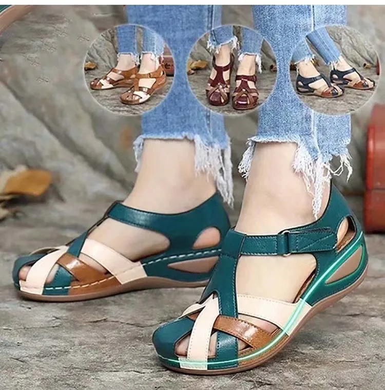 

2021 Summer Women Sandals Retro Round Toe Wedge Sandals Woman Classic Rome Female Shoes Sewing Footwear Women'S Shoes Plus Size