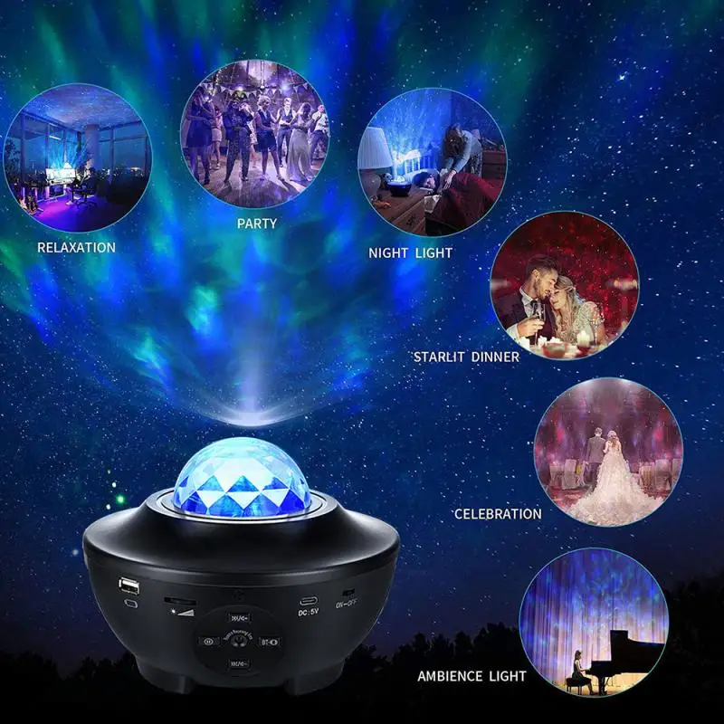 

1PC Colorful Starry Sky Galaxy Projector Blueteeth USB Voice Control Music Player LED Night Light USB Charging Projection Lamp