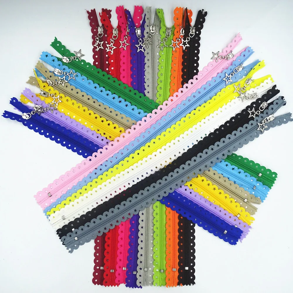 

50 шт. 3 # Звездное кружево (12 / 16 дюймов) 30 / 40 см нейлоновая катушка Цветок молния подходит для одежды и юбок 20 цветов