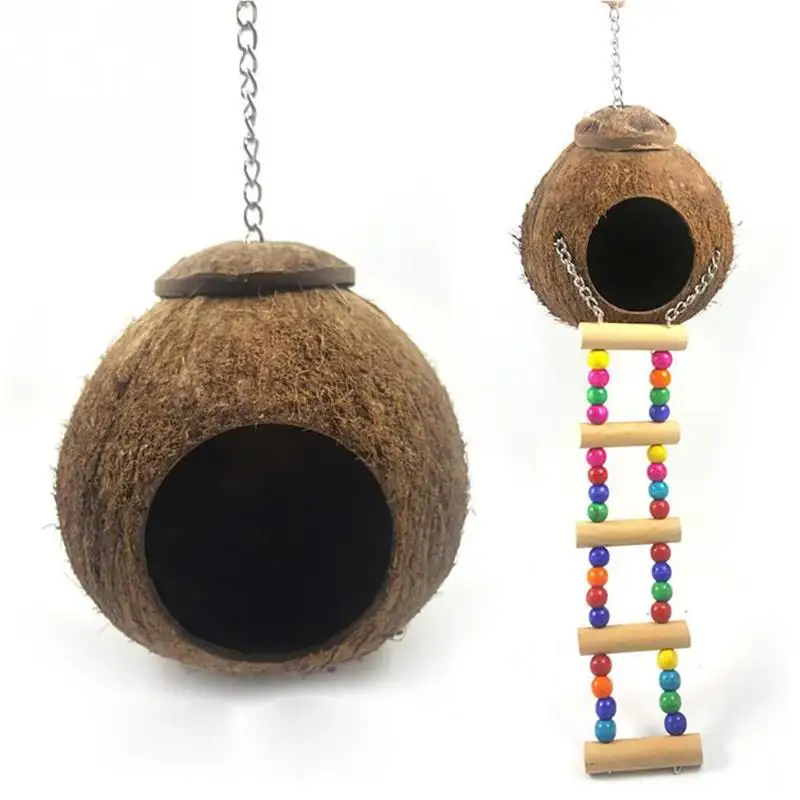 Домик клетка из натуральной кокосовой ракушки домик Кормушка для домашних