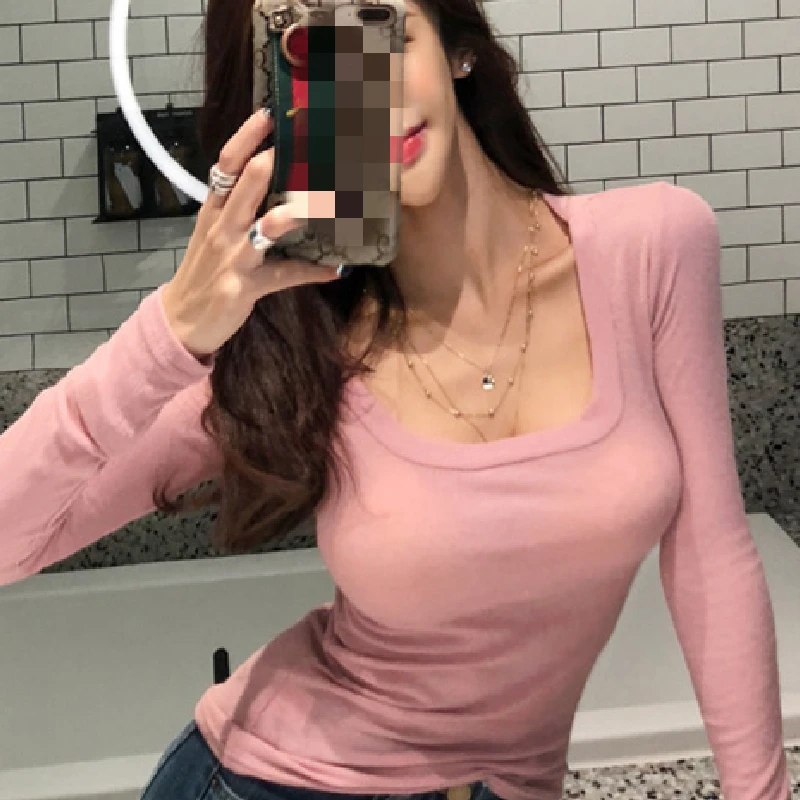 Новый летний топ Сексуальная футболка Женская эластичная Женский в Корейском