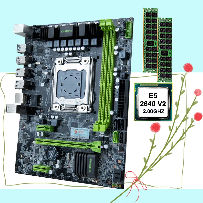 Billig HUANANZHI X79-6M M-ATX Motherboard Mit Dual M.2 SSD Slot CPU Intel Xeon E5 2640 V2 8 Kerne Große Marke RAM 32G(2*16G) REG ECC