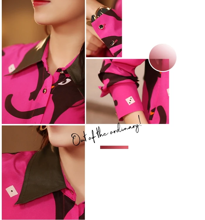 

Women satin silk shirt blouse tops fashion long sleeve print Office ladies work shirt women 2020 spring summer high quality