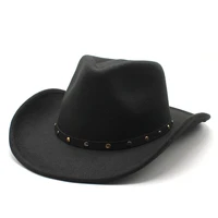 autumn western cowboy hat felt bowler fedora men women simple wide brim pop jazz cap four seasons cowgirl cap chapeau cowboy