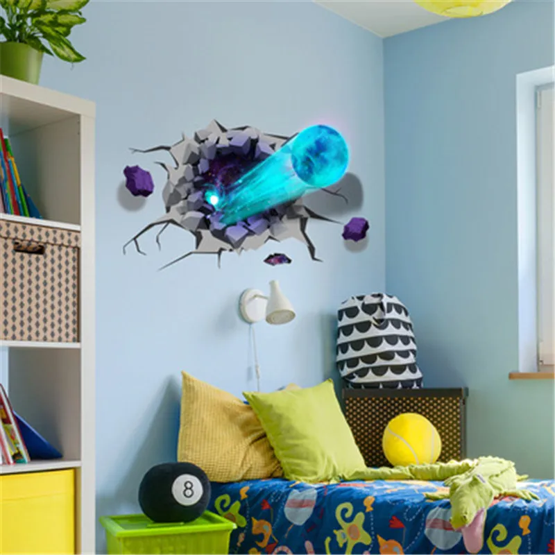 3d сломанная Настенная Наклейка s Вселенная планета для детской комнаты кабинета