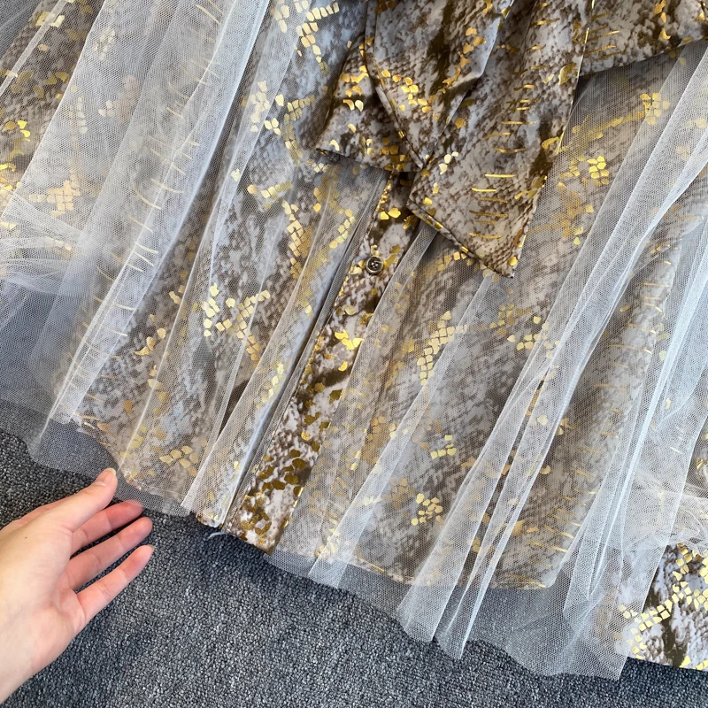 

SINGREINY Women Design Mesh Blouse Korean Fashion Bow Collar Lantern Sleeve Tops Autumn Casual Loose Chic Streetwear Blouses