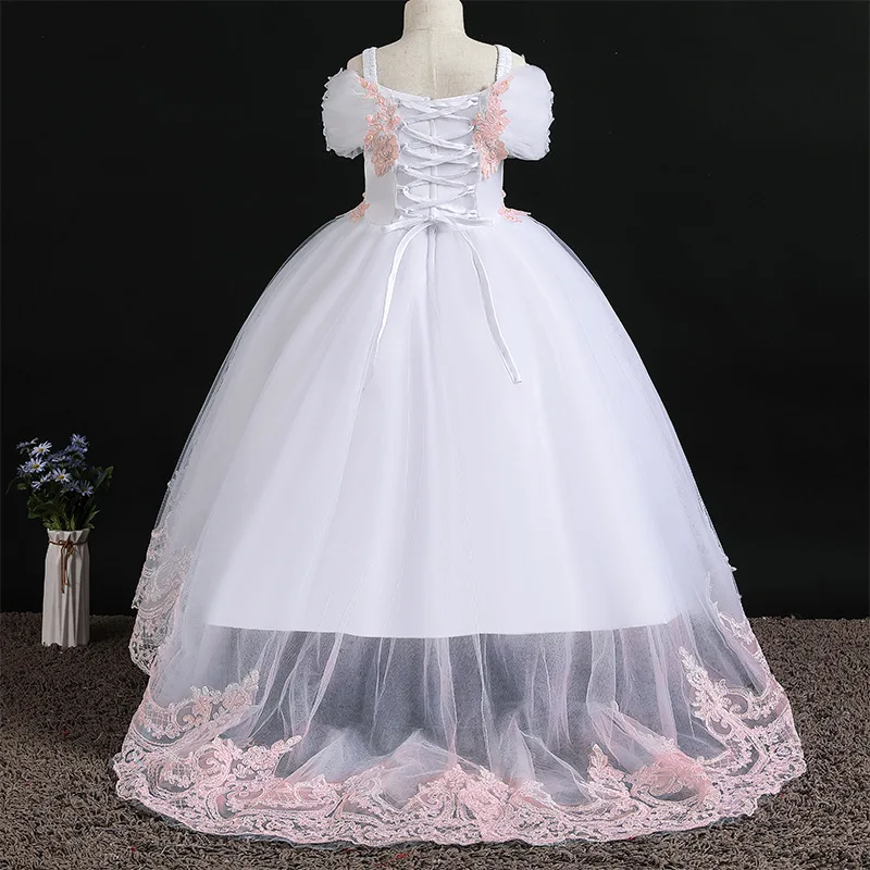 Flower Girls Pageant Dress Kids Wedding Dresses For Girl Vestidos 2020 Children Lace White Princess Robe Kid Party Evening Gown | Детская
