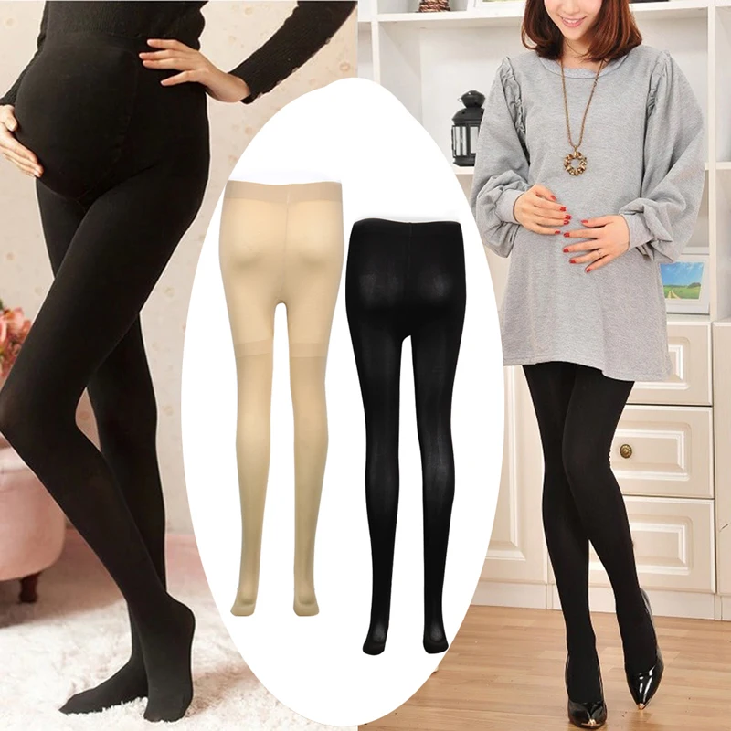 

H05C 120D Women Pregnant Socks Maternity Hosiery Solid Stockings Tights Pantyhose