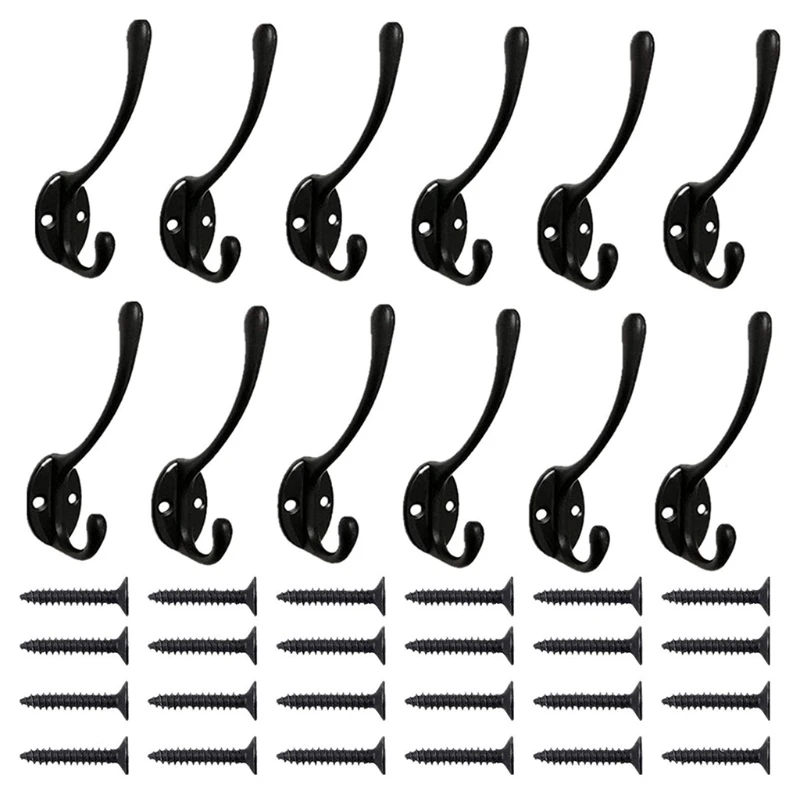 

Набор из 12 Черная куртка крючки настенный с ретро двойные крючки Утилита Черный Крючки для пальто, шарф, сумка, Полотенца, ключ, Кепки