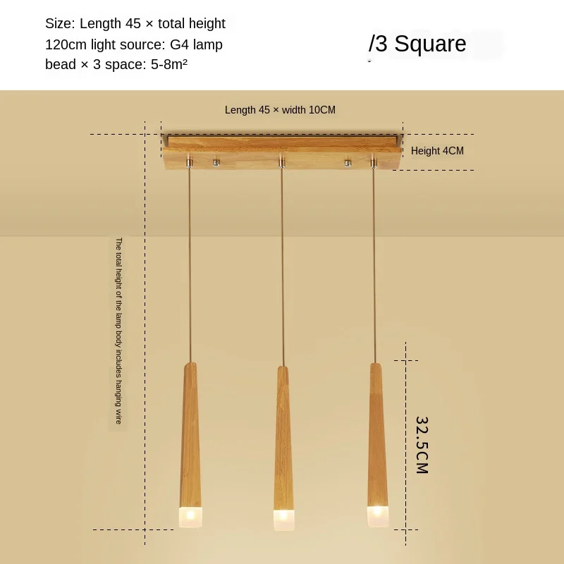 

Nordic Creative LED Solid Wood Restaurant Chandelier Simple Modern Bar Cafe Log pendant lamp Personalized hanging lamp