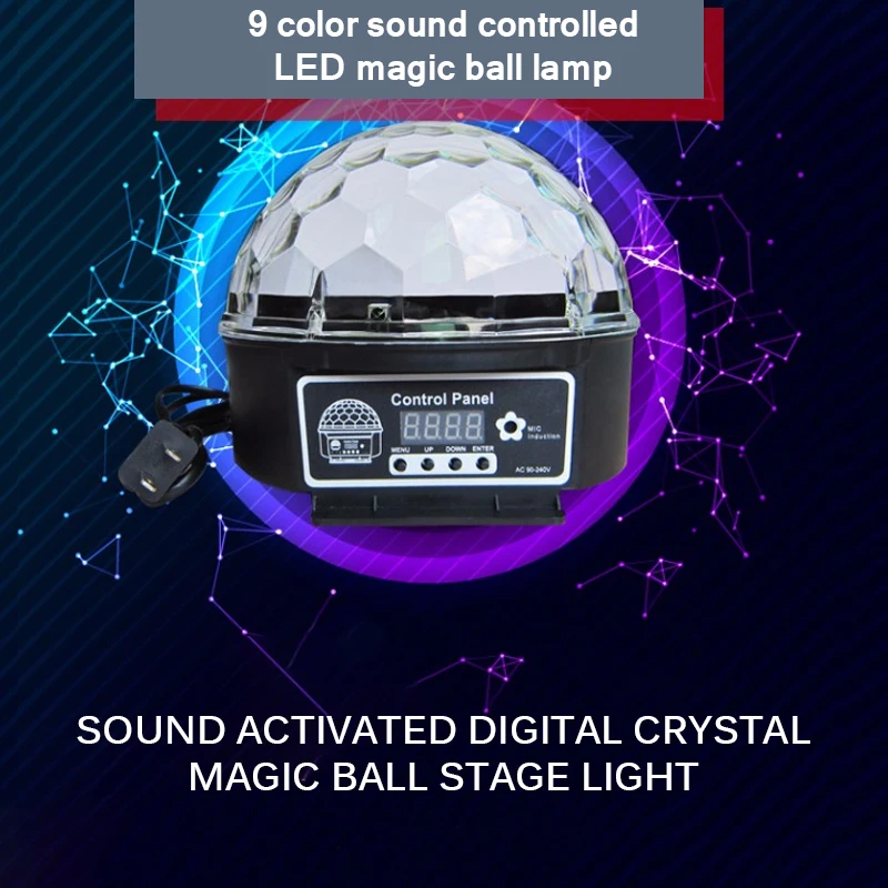 

9-Цвет светодиодный активация Звуком Цифровой Дисплей кристалл магический шар сценический светильник диско лазерное освещение вечеринки С...